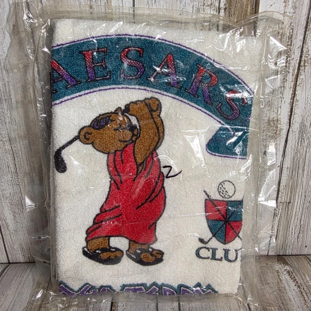 Vintage Caesars Palace Vegas Teddy Golf Towel New Sealed Toga‎ Bear Las Vegas
